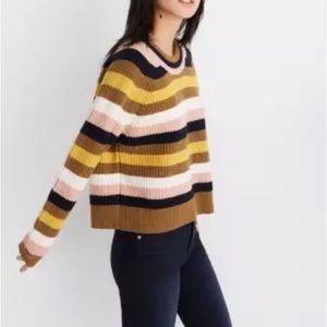 Madewell Striped Tilden Pullover Sweater Sz L